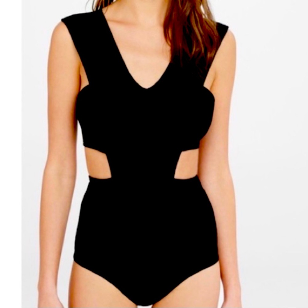 Express Sexy Cutouts Black Bodysuit Sz S
